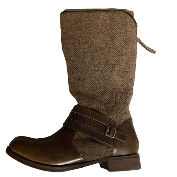 Caterpillar Wool Leather Brown Casual Western Boho Moto Riding Work Calf Boots - Picture 1 of 11
